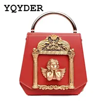 Metal Tote Bag Baroque Angel Women Small Handbags Luxury PU leather Shoulder Bags Vintage Chains Messenger Bag Ladies Sac A Main