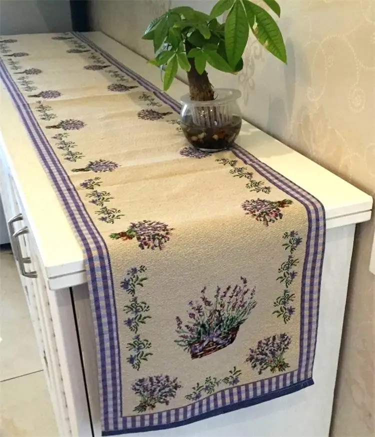 Lilac Lavender Jacquard Table Runner for Wedding Bar Coffee Store Table