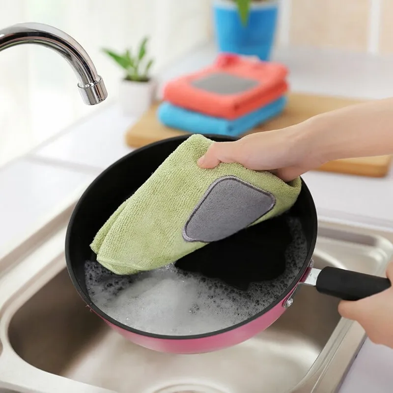 

30*30cm High Quality Efficient Anti-grease Color Dish Cloth Bamboo Fiber Washing Towel Kitchen Cleaning Wiping Rags