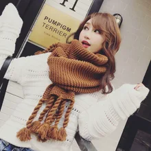 Длинные шарфы для женщин Зимний шарф Одеяло Кашемир мягкая шаль кисточка розовый шарф ручной вязки горячая распродажа