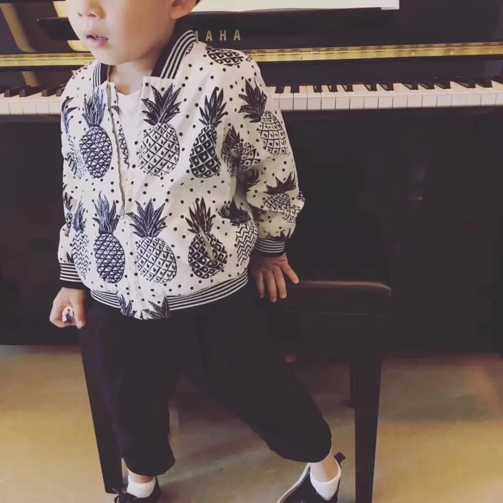 

Spring autumn boy girl coats cotton pineapples pattern printed kids coat kids fashion high quality boys blazer jacket