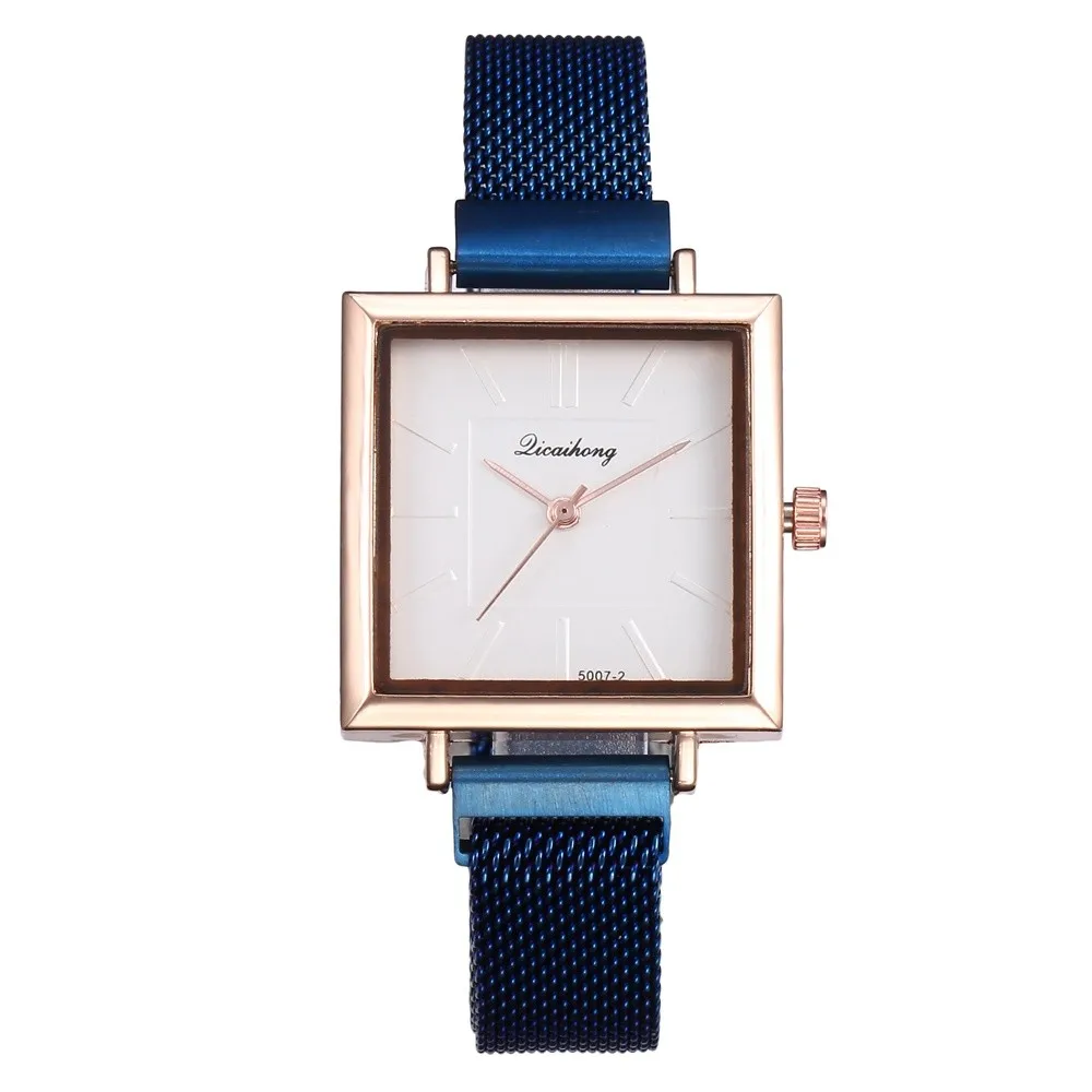 Лидирующий бренд квадратные циферблатные женские часы из нержавеющей стали сетчатый Браслет часы Женские кварцевые наручные часы подарок Bayan Kol Saati# W