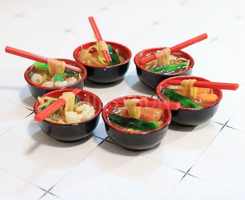 2PCS 1/6 Scale Miniature Noodles with Chopsticks Pretend Food for Doll house Kitchen for blyth bjd doll children
