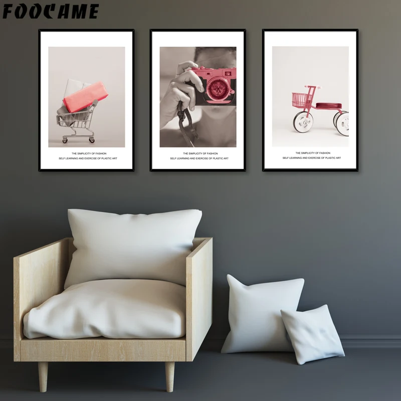 FOOCAME Shopping Cart Camera Children's tricycle Nordic Posters and Prints Art Canvas Painting Home Decor Pictures Living Room FOOCAME Shopping Cart Camera Children's tricycle Nordic Posters and Prints Art Canvas Painting Home Decor Pictures Living Room