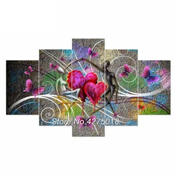 

DIY Diamond Painting Cross Stitch Kit Full Diamond Embroidery 5D Square Diamond Mosaic Home Decor Heart butterfly 5pcs ML062