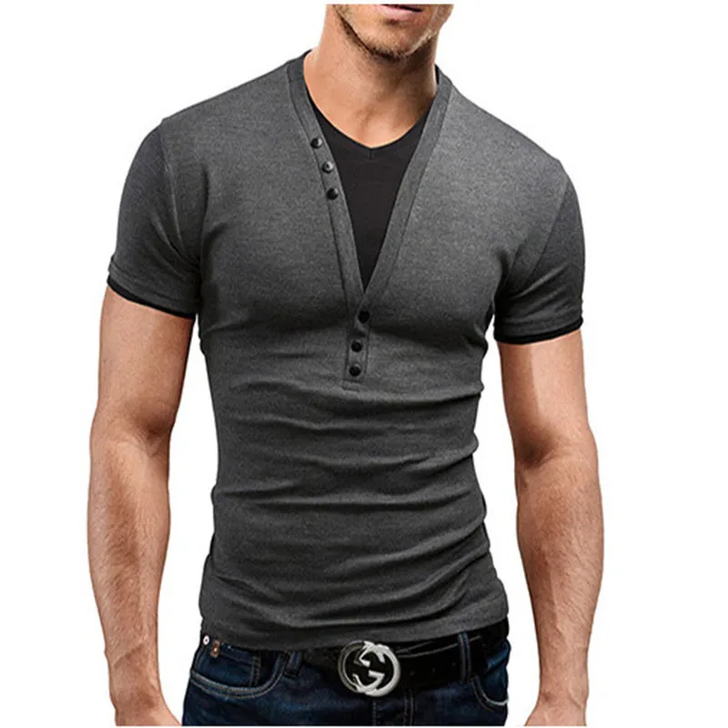 T Shirt Men Brand 2016 Fashion Men'S V Neck Fake Two Tops & Tees T ...