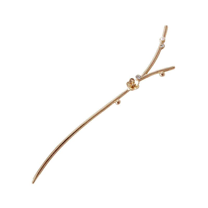 

2019 New Hot Fashion Golden Color Flower Branch Trendy Korea Style Casual Beautiful Hairwear Women Jewelry Hair Sticks 5086