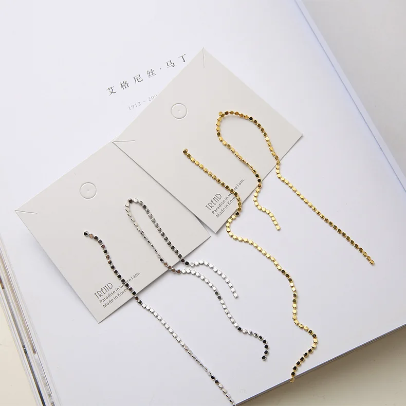 Антиаллергенные S925 Серебряные иглы нормкор золотые серебряные Длинные цепи кисточкой серьги для женщин Асимметричные Длинные висячие серьги