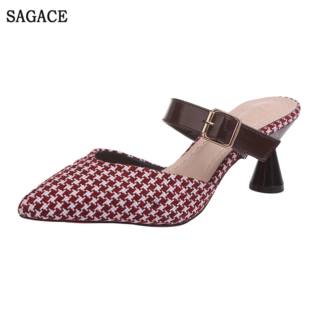 

SAGACE New Summer High-Heeled Shallow-Mouthed Women Sandals Special-Shaped Heels Sexy High Quality Outsid Ladies Shoes