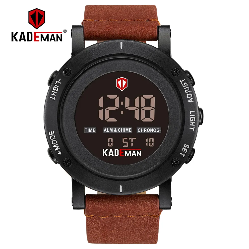 

KADEMAN New Sport Men Digital Watch Waterproof Military Army Wristwatches TOP Brand Luxury Man Leather Watches Relogio Masculino