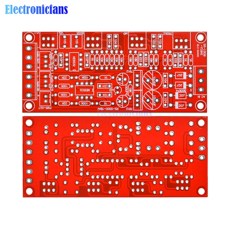 1 компл. NE5532 AC 12 В предусилитель тональная плата модуль DIY наборы ВЧ альт бас регулятор громкости низкий уровень шума