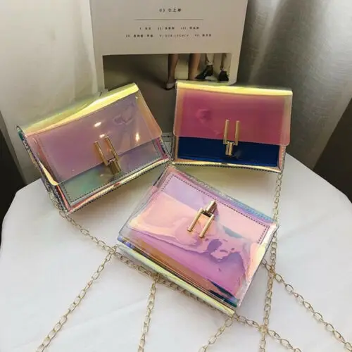 

Transparent Women Handbags Laser Chain Bag Tote Ladies Casual Shoulder Bag Crossbody Bags Female Messenger Bags Fashion
