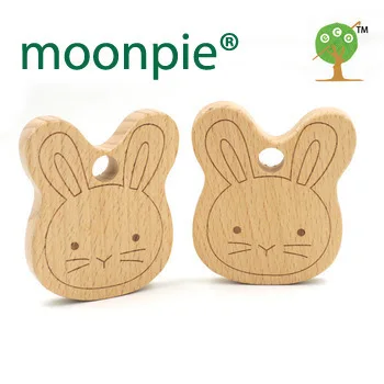 10pcs x 70mm unfinished smile rabbit carving wooden beech teether toy 2.75 inch  Handcrafted baby gift EA56-2
