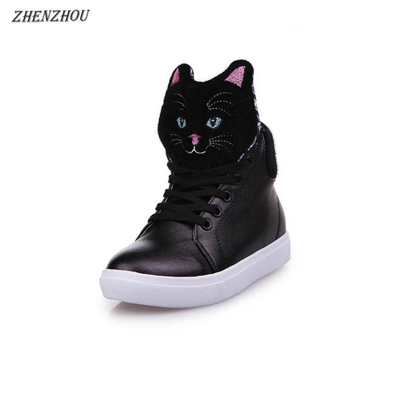

Free shipping 2016 spring new Korean fashion wild high to help tide round head thick cat head tie women's shoes