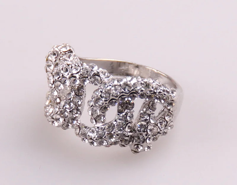 

Fashion Large Size three Links Gradient Crystal women Engagement Rings / Promise Ring With SIZES 14+