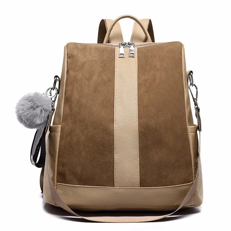 Дизайнерский рюкзак с защитой от кражи, женский рюкзак высокого качества, Женский нейлоновый рюкзак для девочки-подростка, Mochila, школьная сумка для девочки - Цвет: brown