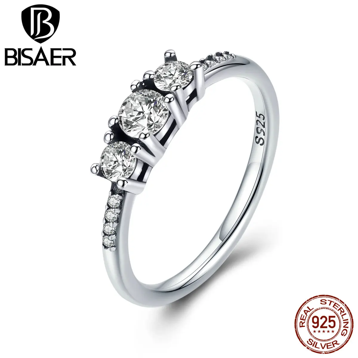 High Quality 100 925 Sterling Silver Fairytale Sparkle Ring, Clear CZ Finger Rings for Women