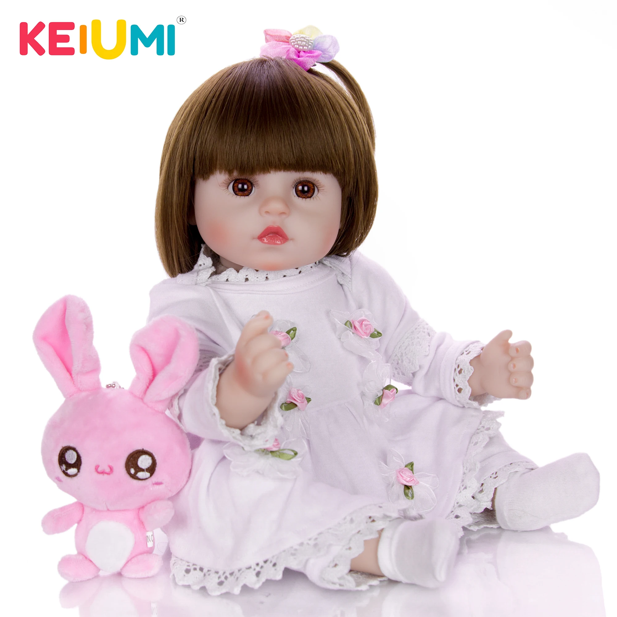 

KEIUMI Hotsale 18 Inch New Style Reborn Baby Lovely Girl Doll With Soft Silicone Vinyl Baby Toy Doll For Children's Day Gift