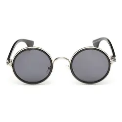 Модные солнцезащитные очки ретро цветная пленка металлическая круглая рама солнцезащитные очки мужские и женские качественные
