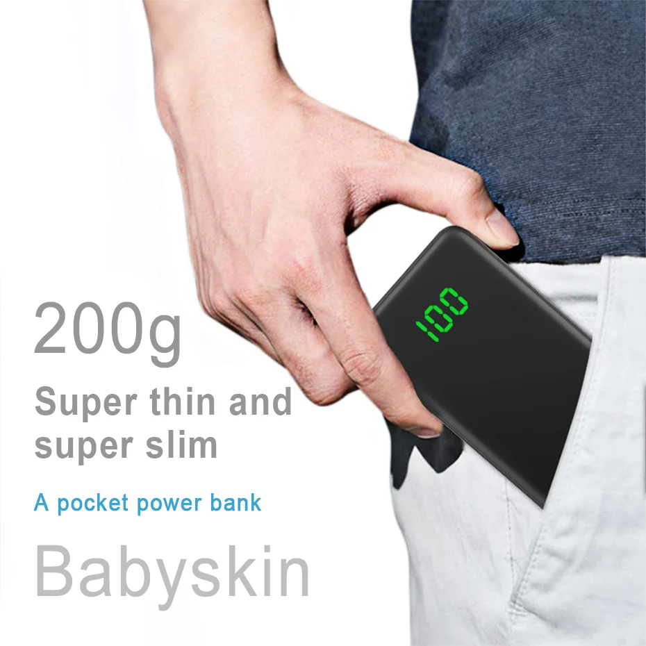 WST Slim LED Real Power Bank 10000mAh 10000 PoverBank Battery Pack Mobile External Battery For Xiaomi Samsung Phone Powerbank (11)