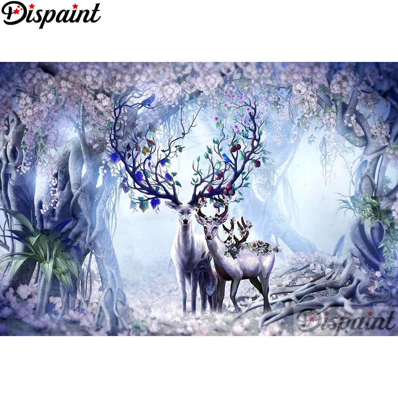 Dispaint Full Square/Round Drill 5D DIY Diamond Painting &quotDeer flower scenery&quot3D Embroidery Cross Stitch Home Decor Gift A18953 | Дом и