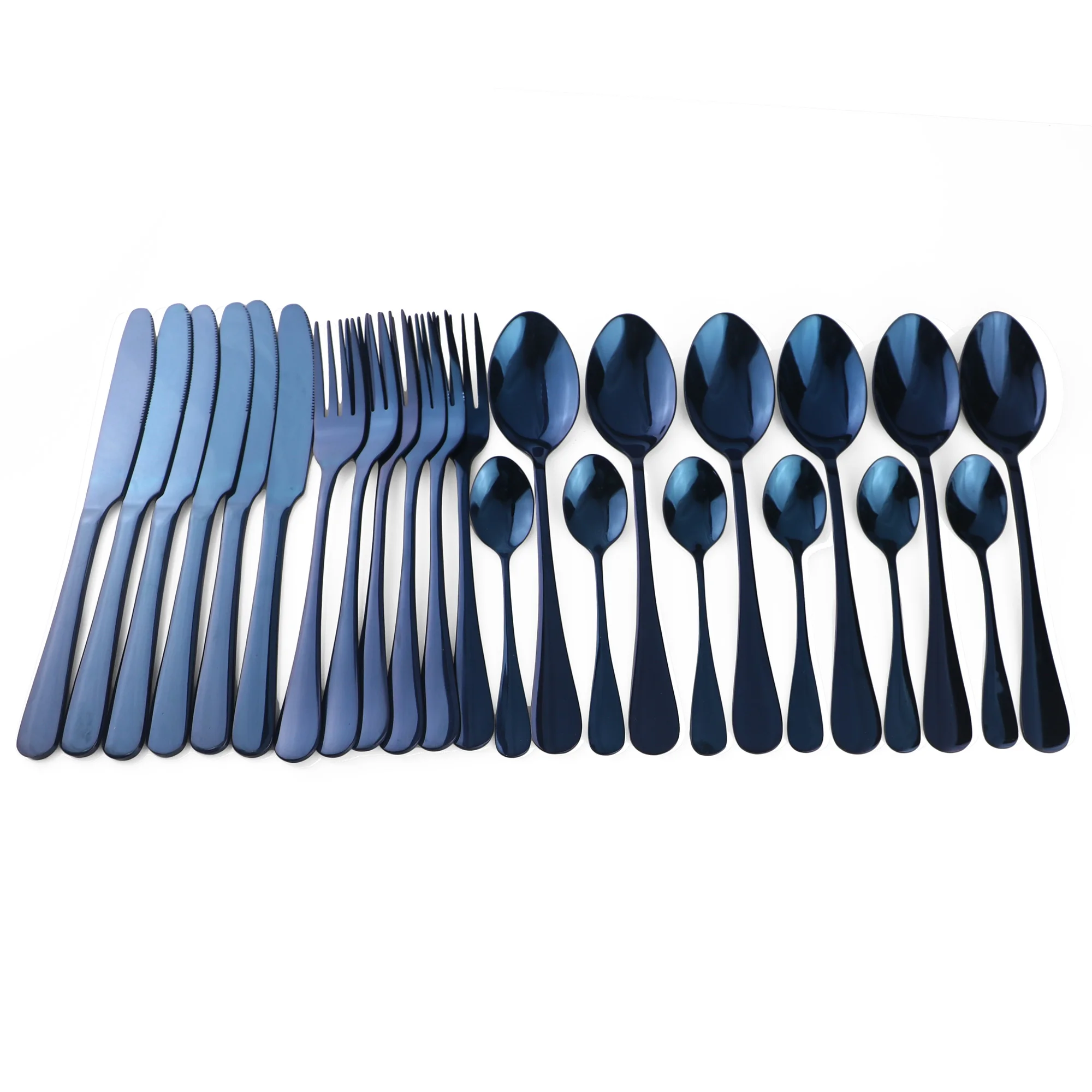 24 Pcs Blue Gold-Plated Stainless Steel Dinnerware Cutlery Set 4-Piece Set For Hotel Rainbow Tableware Box Gift Party Supplies