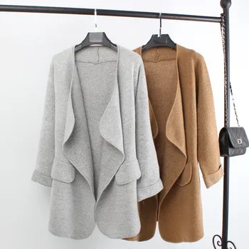 

New Autumn Top Grade Open Stitch Long Cotton Wool Women Cardigan Fashion Casual Big Size Woman Sweater Knitted Trench Coats