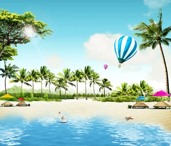 

Horizontal Art Fabric Party Photography Backdrops Beach Background For Newborn Baby XT-3837