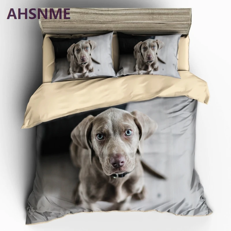 Ahsnme Grey Dog Bedding Set Dog Quilt Cover High Definition Print