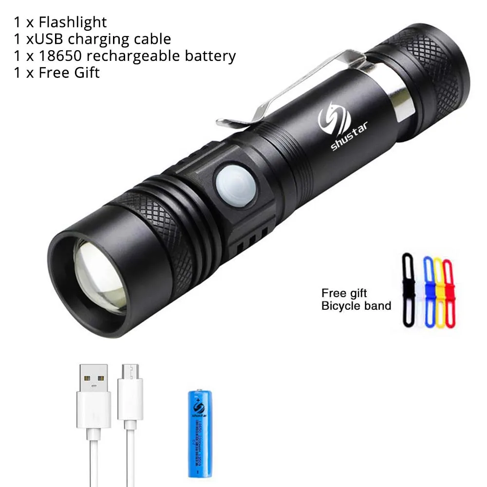 USB Перезаряжаемый светодиодный фонарик T6 светодиодный фонарь с бусинами и люменами светодиодный фонарь ультра яркий водонепроницаемый фонарик с батареей 18650 - Испускаемый цвет: Packet A