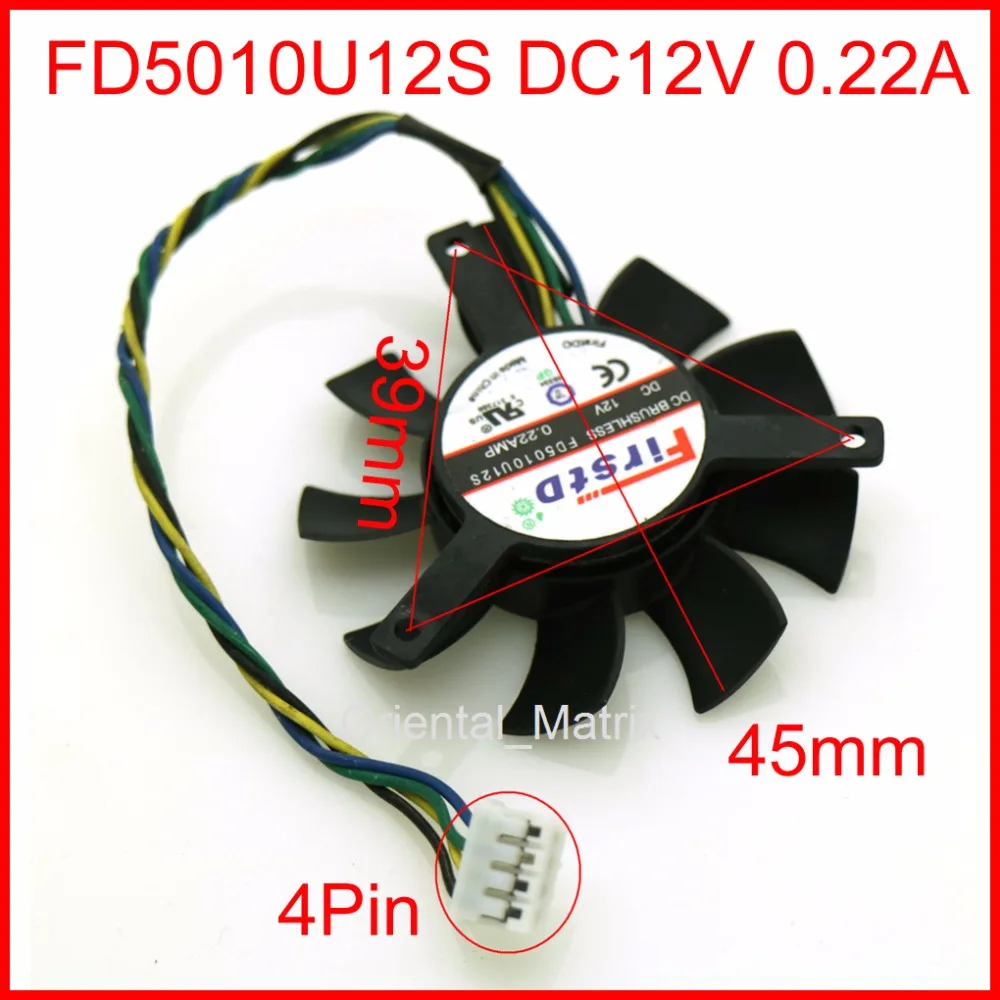 FD5010U12S 12 В 0.22A 45 мм 39*39*39 мм вентилятор охлаждения для NVIDIA графика/видеокарта вентилятор 4Pin