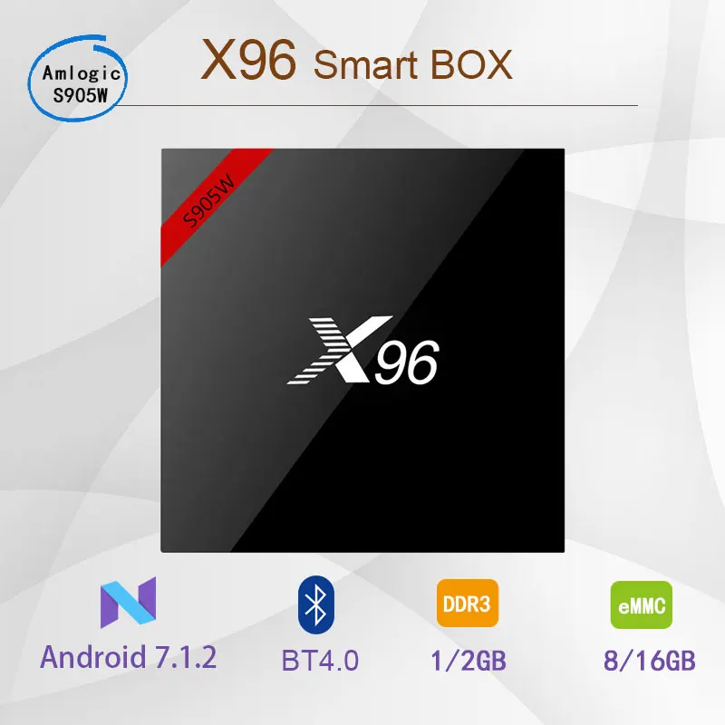 X96W ТВ BOX Smart Android 7 1 Amlogic S905W 4 ядра K HD Wi Fi 2 GHz 1G 8G Media Player с BT телеприставке pk X96 мини