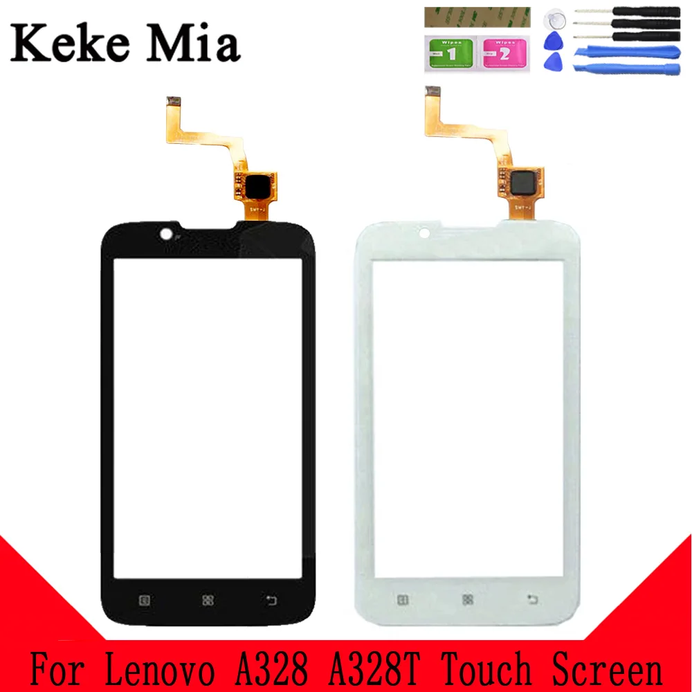 Keke Mia 4,5 "Новый A328 сенсорный экран для lenovo A328 A328T touch стекло спереди стекло планшета панель сенсор клей + салфетки