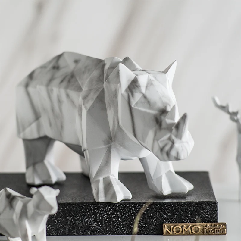 Аксессуары для украшения дома статуя норди носорога мраморная скульптура Статуэтка Miniture домашний декор изделия из смолы собака ребенок Chirsmas подарок