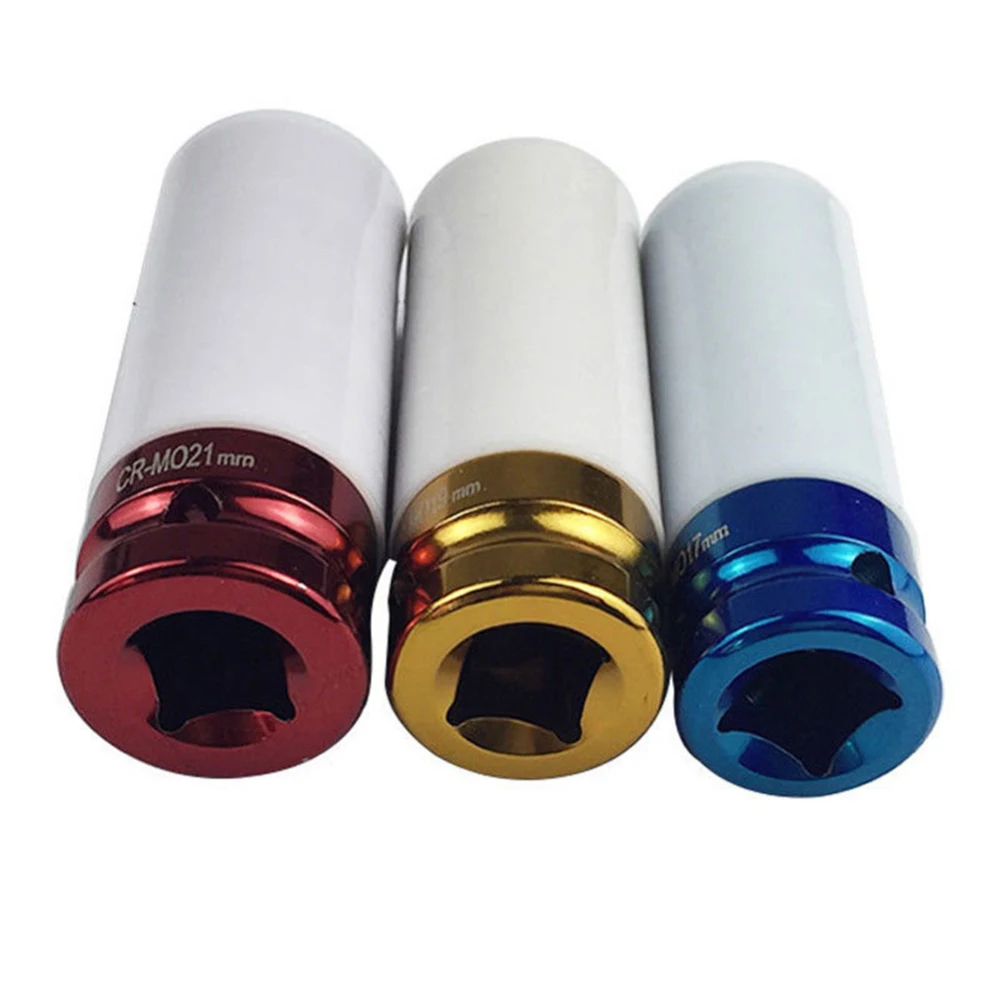 

3Pcs Tire Protection Sleeve Set Wall Deep Impact Nut Wheel Socket 17/19/21mm leeves Wall Deep Impact Nut Alloy Wheel CR-MO Socket