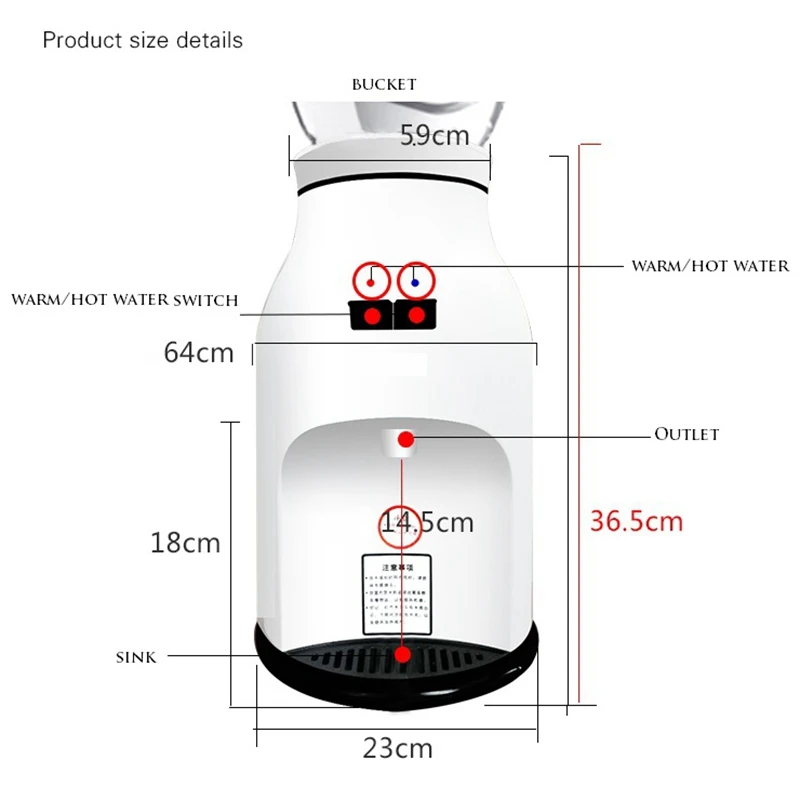 DMWD 2018 Новые популярные мини диспенсер для воды водонагреватель 220 В холодной/горячей воды фонтан для 5L ведро высокой качество