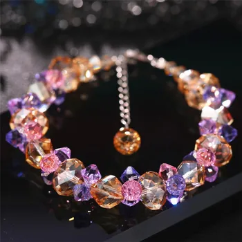 

luxury Fashion Champagne Crystal Beaded Bracelets For Women Individuality Charm Bracelets Wedding Party Jewelry Mujer Pulseras