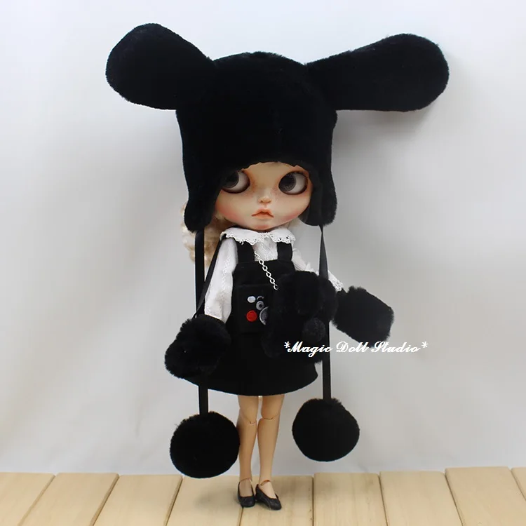 [MG574] 2018 новые аксессуары для кукол Blythe # набор из меховой шапки сумки и перчаток