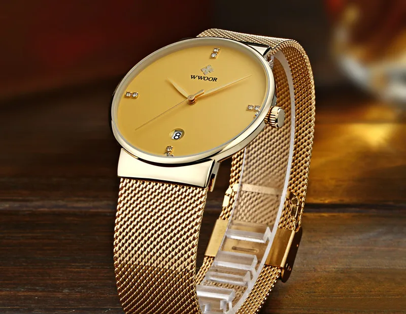 Бренд WWOOR часы для мужчин роскошные нержавеющая сталь водостойкие часы календари кварцевые наручные золотые часы мужской часы montre homme