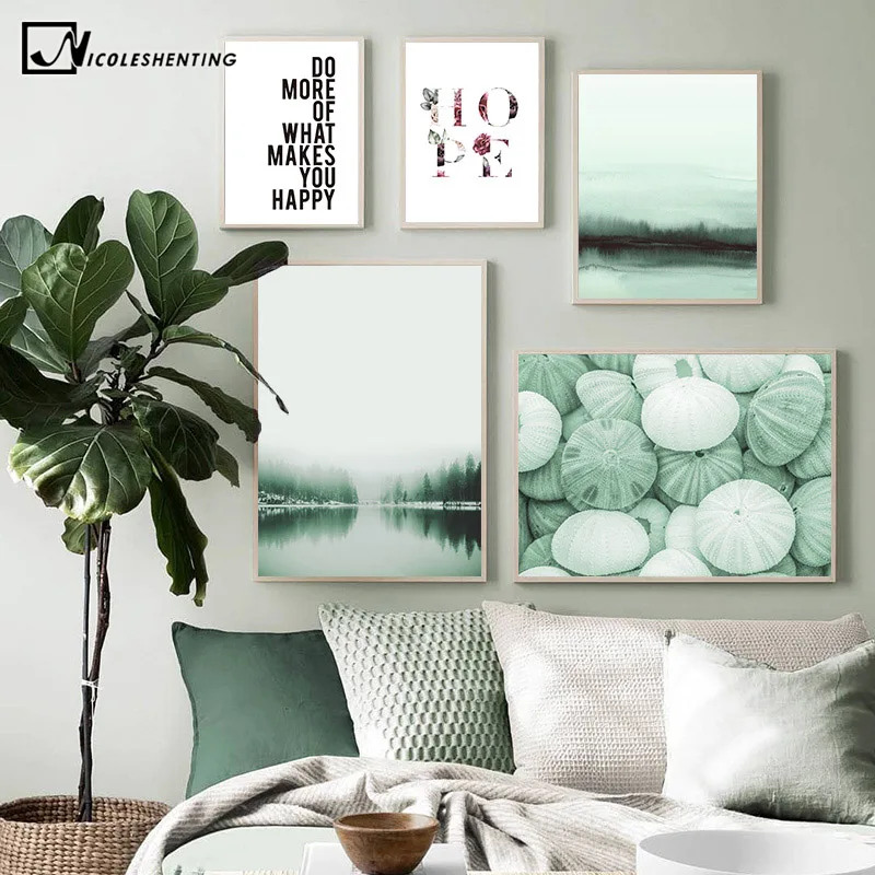 

Green Forest Picture Scandinavian Abstract Poster Nordic Motivational Print Nature Scenery Wall Art Canvas Painting Modern Decor