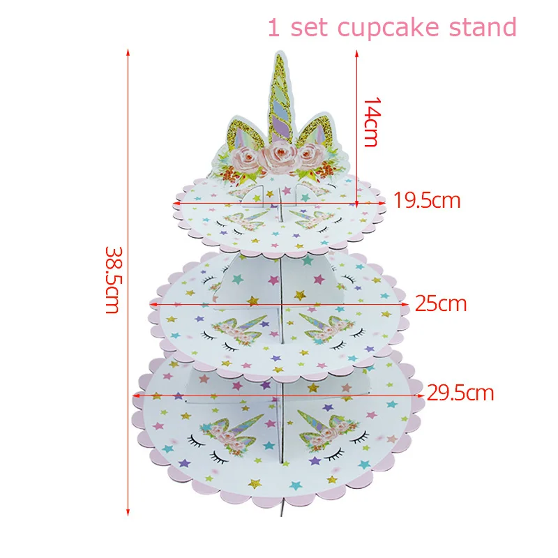 Единорог вечерние украшения для торта на день рождения кекс стенд дисплей Единорог торт Топпер кекс обертка Baby Shower девушка вечерние украшения - Цвет: Cake stand
