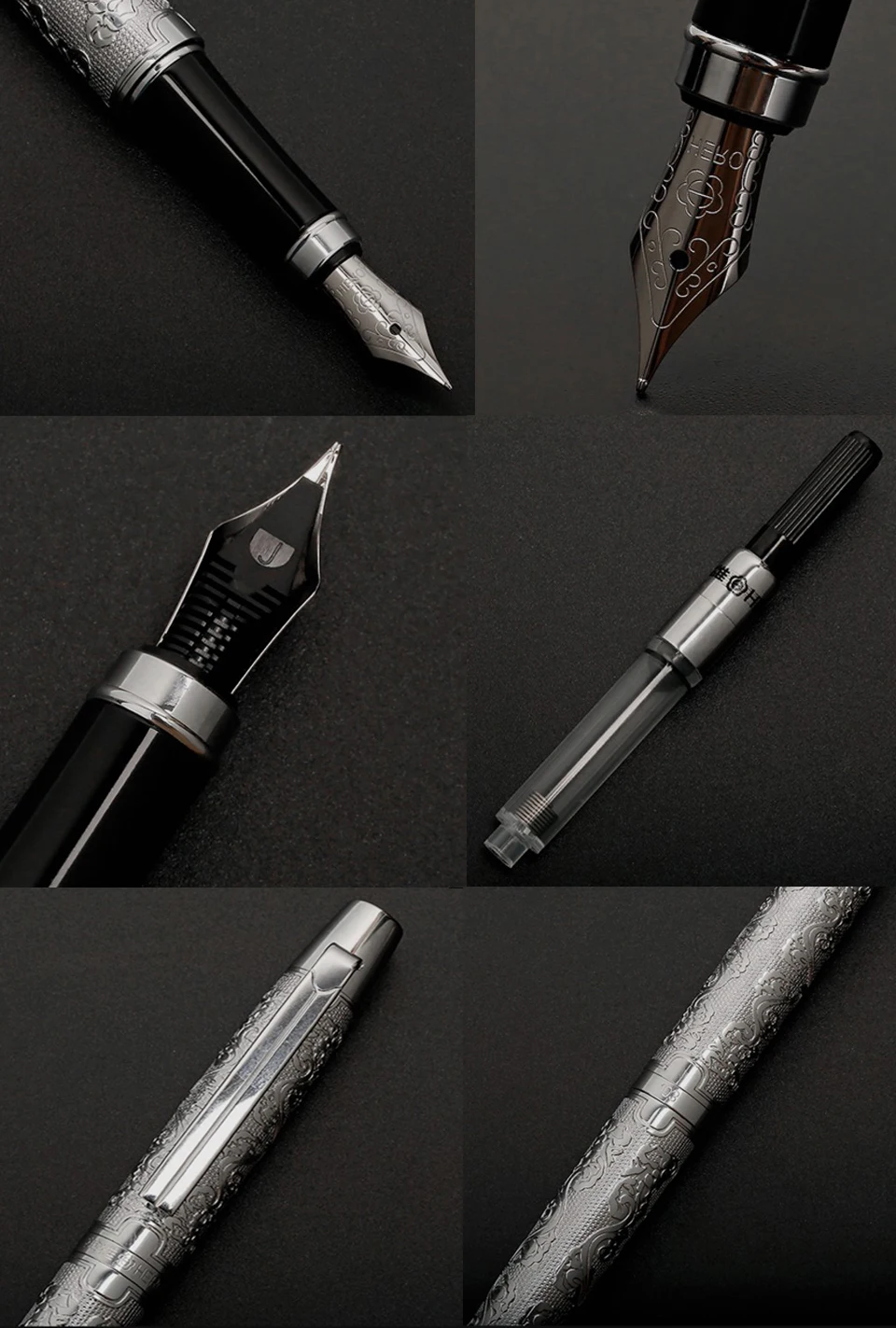 Роскошные серебряные цвет металлический фонтан ручка высокого качества 3D стерео скульптура чернил ручки 0,5 мм перо офисные бизнес ручка
