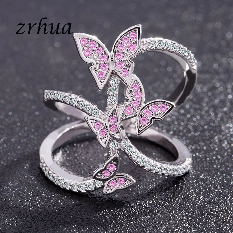 

ZRHUA AAA Zircon Engagement Rings for Women Elegant Butterfly Silver Wedding Band Female Anel Crystals Jewelry Top Quality
