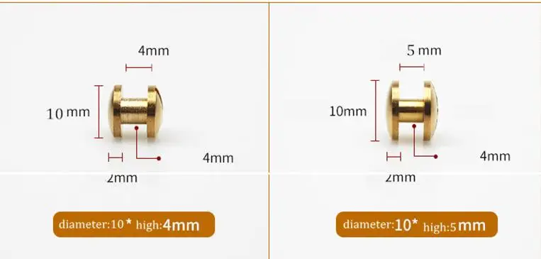 XUNZHE 10 шт 4-20 мм Чистая медь плоскость и изогнутая поверхность Металл Твердый винт гвоздь заклепки багаж кожаная одежда/ремень винт ремень