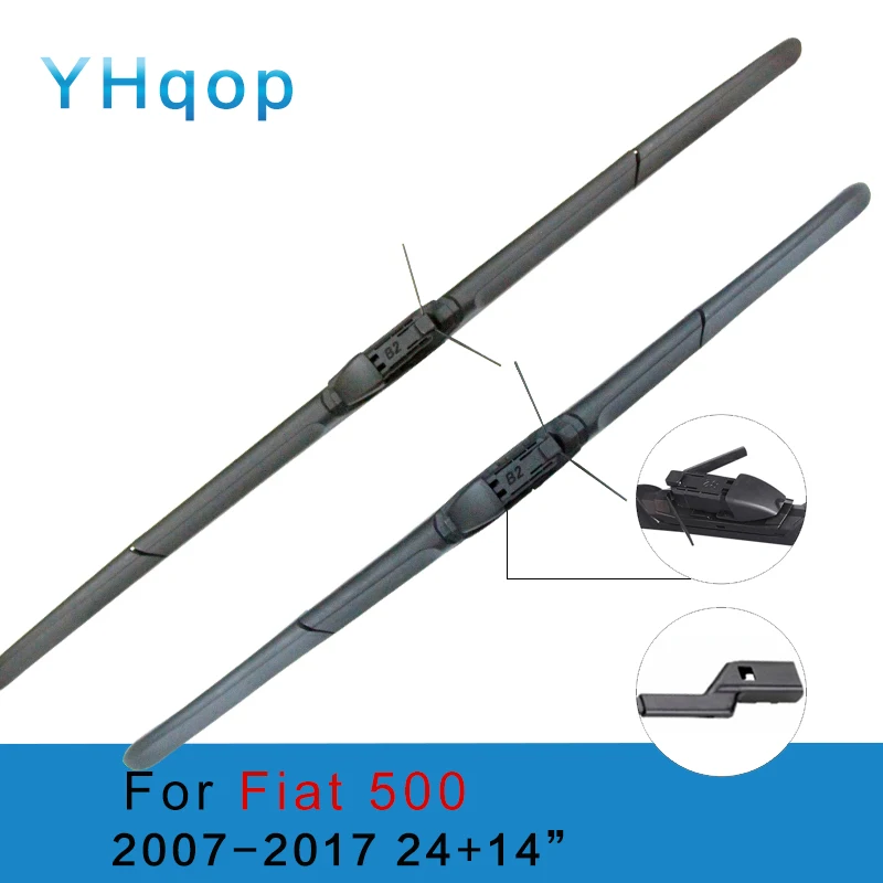 YHqop 24''+14'' Wiper Blades For Fiat 500 2007 2017 Windshield Natural