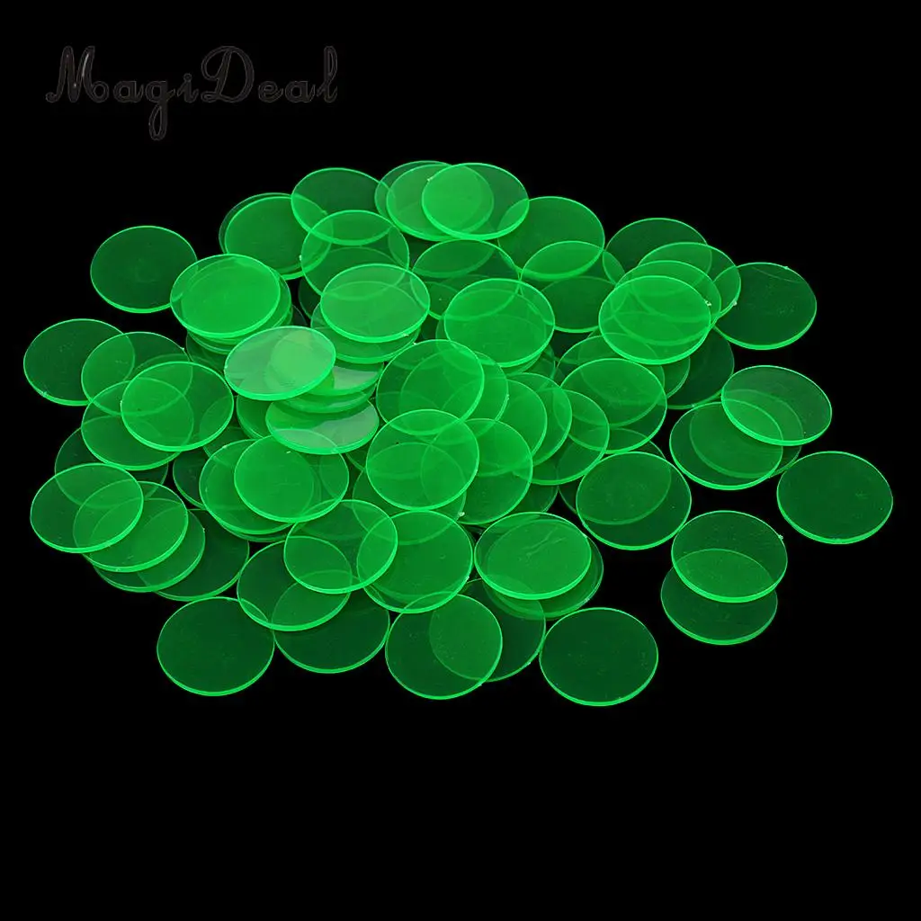 MagiDeal 100 шт./упак. 3/4 дюймов пластиковые фишки бинго полупрозрачный дизайн для классных карнавал бинго игры смешные вечерние клуб Acce - Цвет: Green