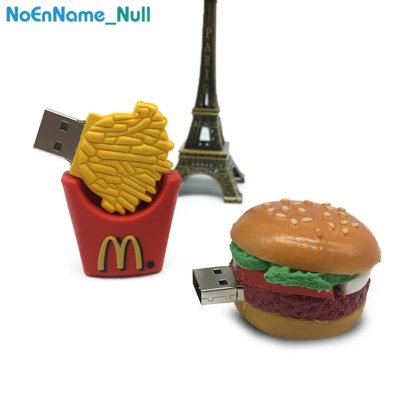 

USB Flash Drive pen drive creative 4GB 8GB 16GB 32GB 64GB pendrive 128gb Cartoon fries burger usb stick 2.0 hamburger free ship