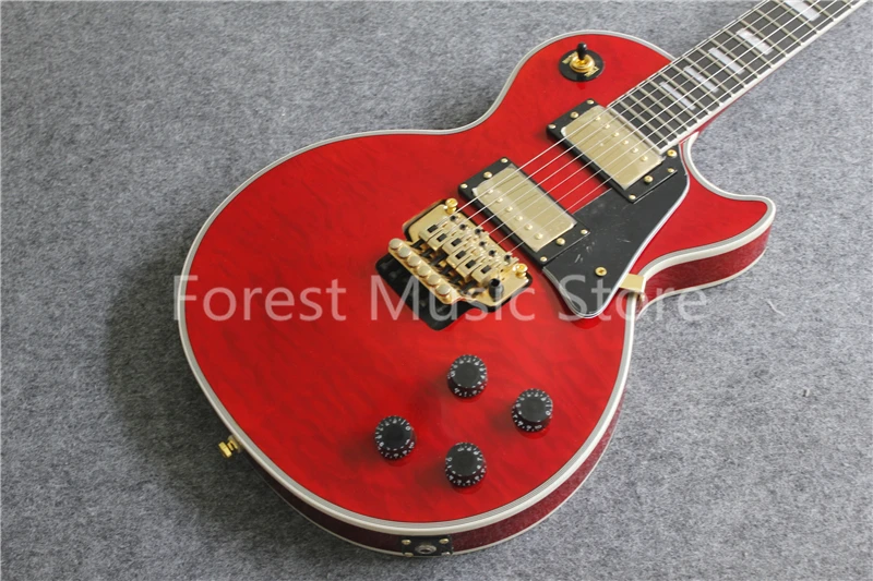 

Top Sale Red Quilted Finish AL Signature Suneye LP Electric Guitar With Gold Floyd Rose Tremolo Free Shipping