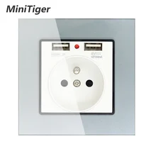 MiniTiger 16А французская стандартная настенная розетка с USB кристаллической панелью 2.1A двойная USB розетка зарядное устройство порт для мобильного