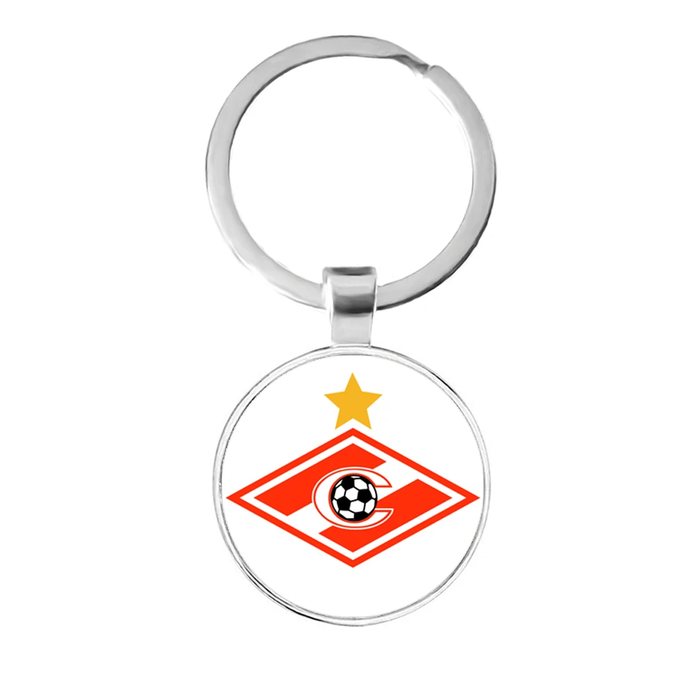FC Spartak Moscow Football Club 25mm Glass Cabochon KeyChain Спарта́к Москва́ Football Leagues Logo Soccer Club Keyring For Fans